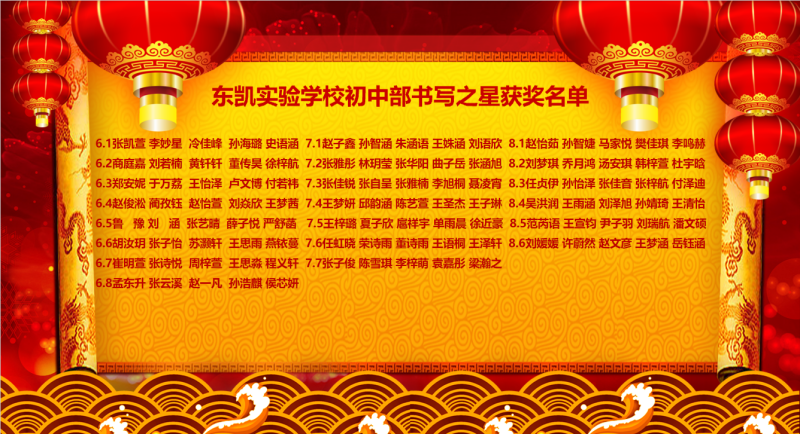 东营市东凯实验学校举行初中部“书写之星”评选活动